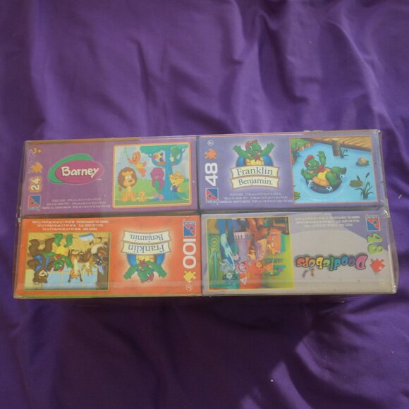 Vintage Sure-Lox Barney Doodlebops & Franklin Benjamin Puzzles New Never Used - Picture 1 of 16